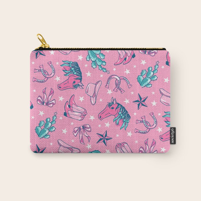 Cowgirl Christmas - pink and teal Carry All Pouch Gallery Image 1