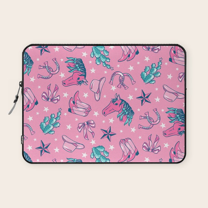 Cowgirl Christmas - pink and teal Laptop Sleeve Gallery Image 1