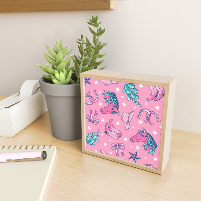 Cowgirl Christmas - pink and teal Mini Art Print Gallery Image 2