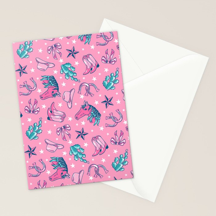 Cowgirl Christmas - pink and teal Stationery Card Gallery Image 2