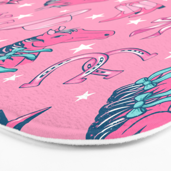 Cowgirl Christmas - pink and teal Bath Mat Gallery Image 3