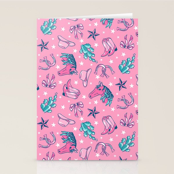 Cowgirl Christmas - pink and teal Stationery Card Gallery Image 2