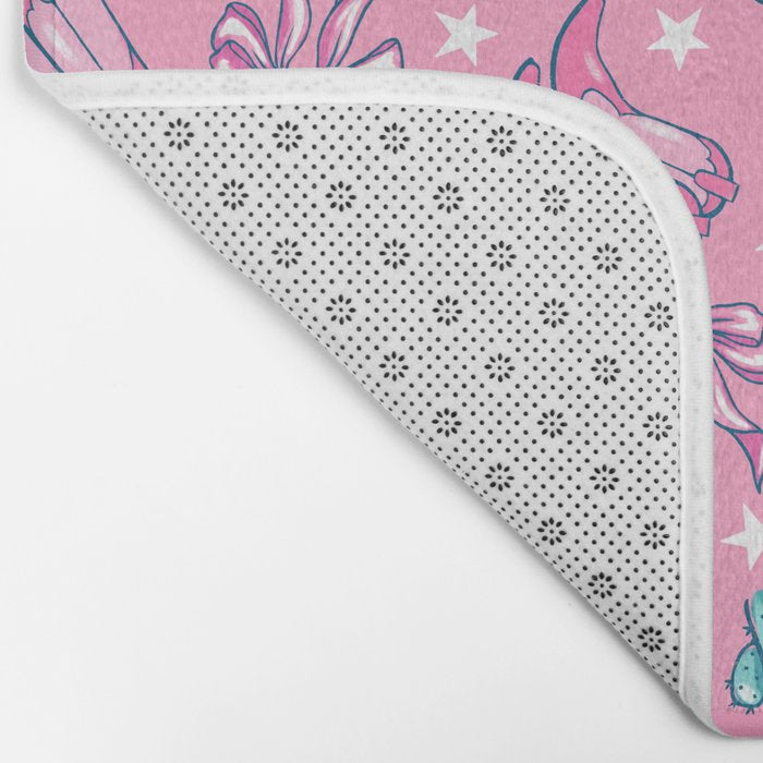 Cowgirl Christmas - pink and teal Bath Mat Gallery Image 2