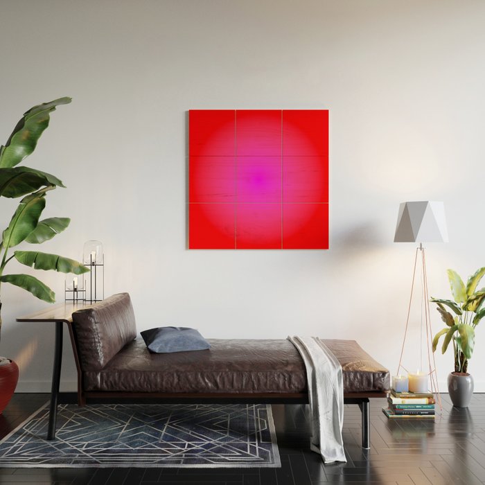 Red Magenta Radial Gradient Wood Wall Art Gallery Image 2