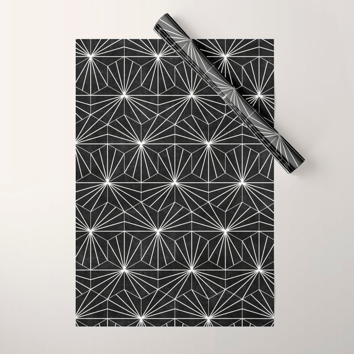 Hexagonal Pattern - Black Concrete Wrapping Paper Gallery Image 1