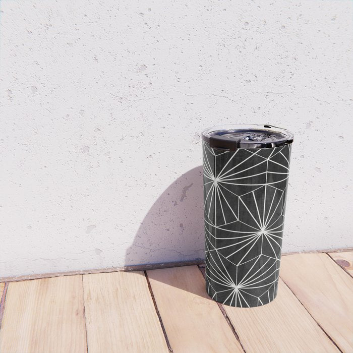Hexagonal Pattern - Black Concrete Travel Mug Gallery Image 4