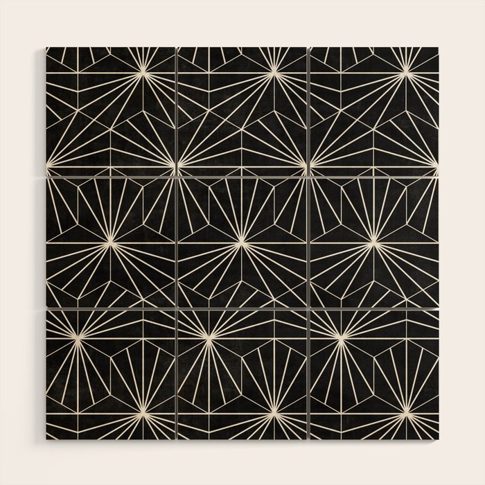 Hexagonal Pattern - Black Concrete Wood Wall Art Gallery Image 1