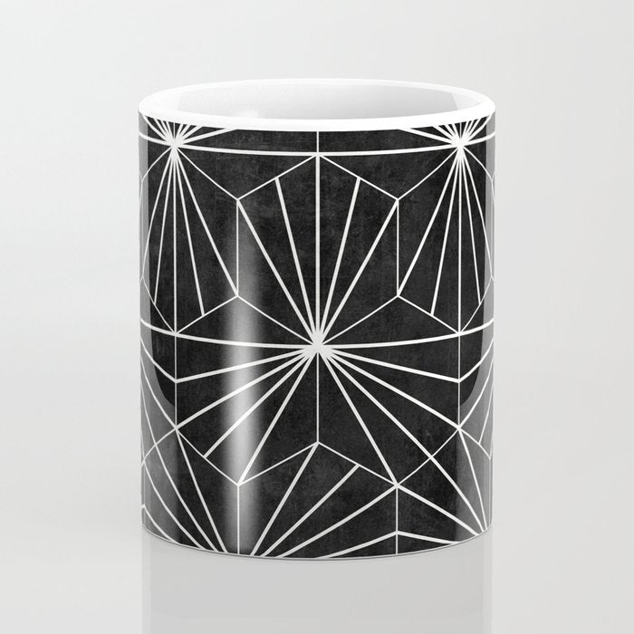 Hexagonal Pattern - Black Concrete Coffee Mug Gallery Image 4