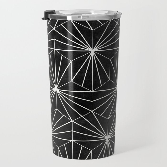 Hexagonal Pattern - Black Concrete Travel Mug Gallery Image 3