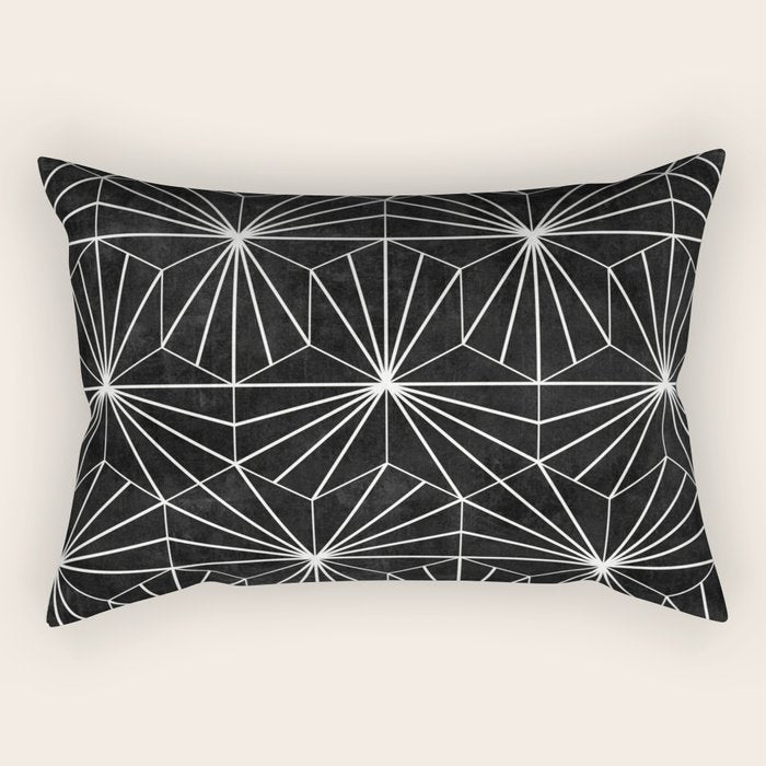 Hexagonal Pattern - Black Concrete Rectangular Pillow Gallery Image 2
