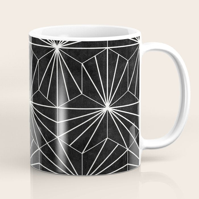 Hexagonal Pattern - Black Concrete Coffee Mug Gallery Image 1
