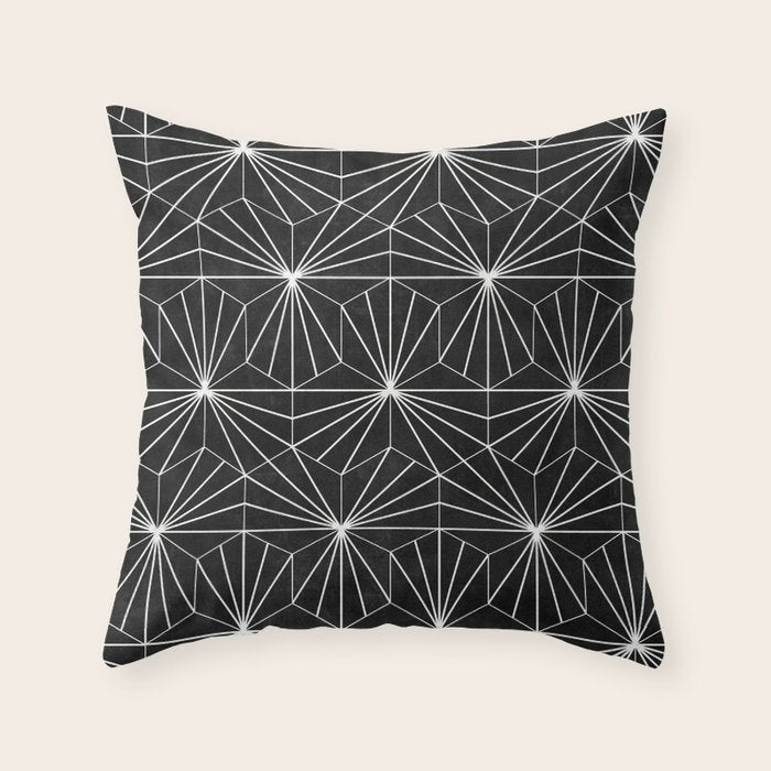 Hexagonal Pattern - Black Concrete Throw Pillow Gallery Image 6