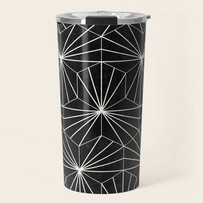 Hexagonal Pattern - Black Concrete Travel Mug Gallery Image 1