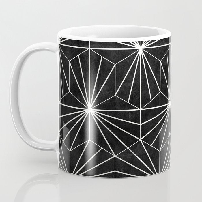 Hexagonal Pattern - Black Concrete Coffee Mug Gallery Image 3