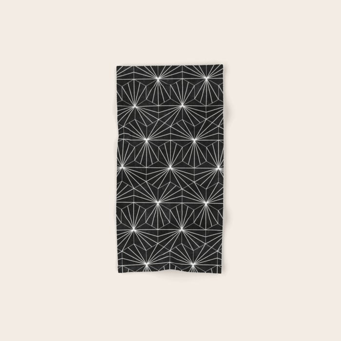 Hexagonal Pattern - Black Concrete Bath Towel Gallery Image 1