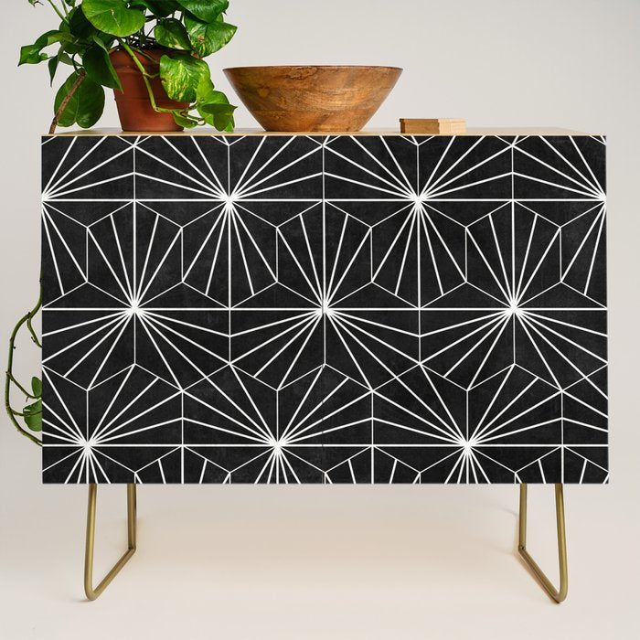 Hexagonal Pattern - Black Concrete Credenza Gallery Image 1