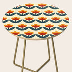 Retro 70s Floral Pattern in Mid-Century Red, Marigold, and Navy  Side Table Gallery Image 2