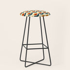 Retro 70s Floral Pattern in Mid-Century Red, Marigold, and Navy  Stool Gallery Image 1