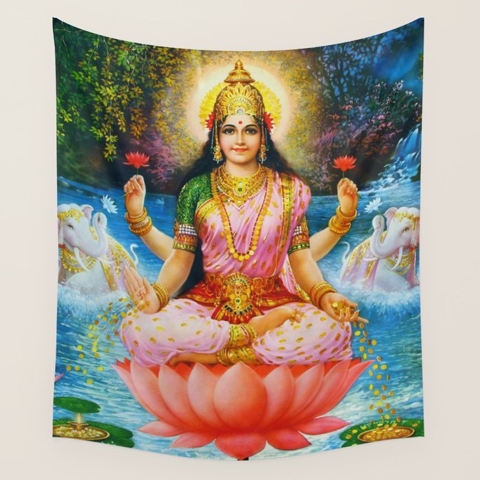 Goddess Lakshmi Hindu Wall Tapestry Gallery Image 4