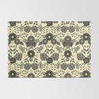 Gray, Black, Cream, Yellow & Red Sophisticated Floral Pattern Rug Gallery Image 2