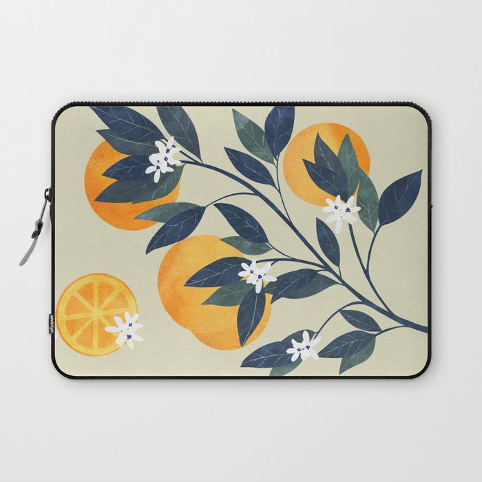 Oranges branch and flowers Laptop Sleeve Gallery Image 1