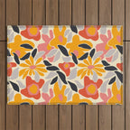 Abstract vintage flower art pattern Outdoor Rug Gallery Image 1