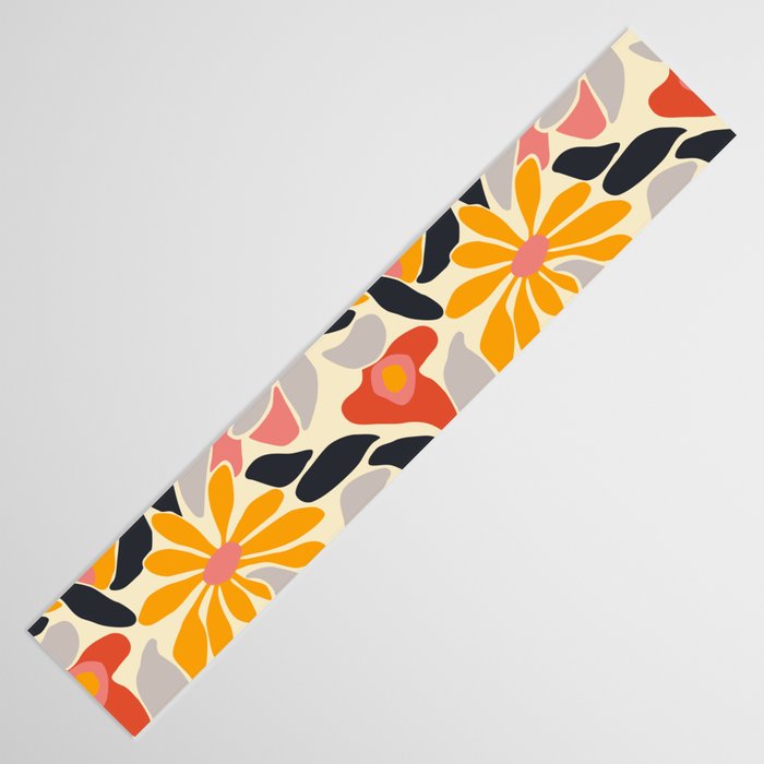 Abstract vintage flower art pattern Table Runner Gallery Image 3