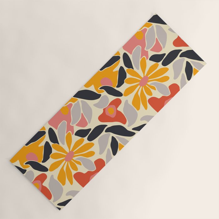 Abstract vintage flower art pattern Yoga Mat Gallery Image 1
