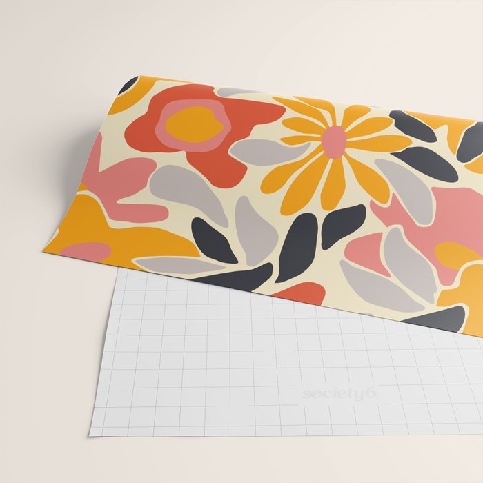 Abstract vintage flower art pattern Wrapping Paper Gallery Image 2