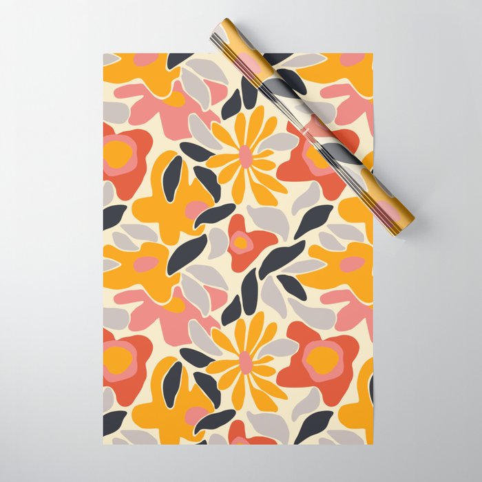 Abstract vintage flower art pattern Wrapping Paper Gallery Image 1