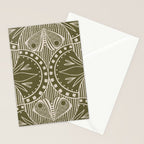 Art Nouveau Butterfly Floral - Olive Drab Stationery Card Gallery Image 2