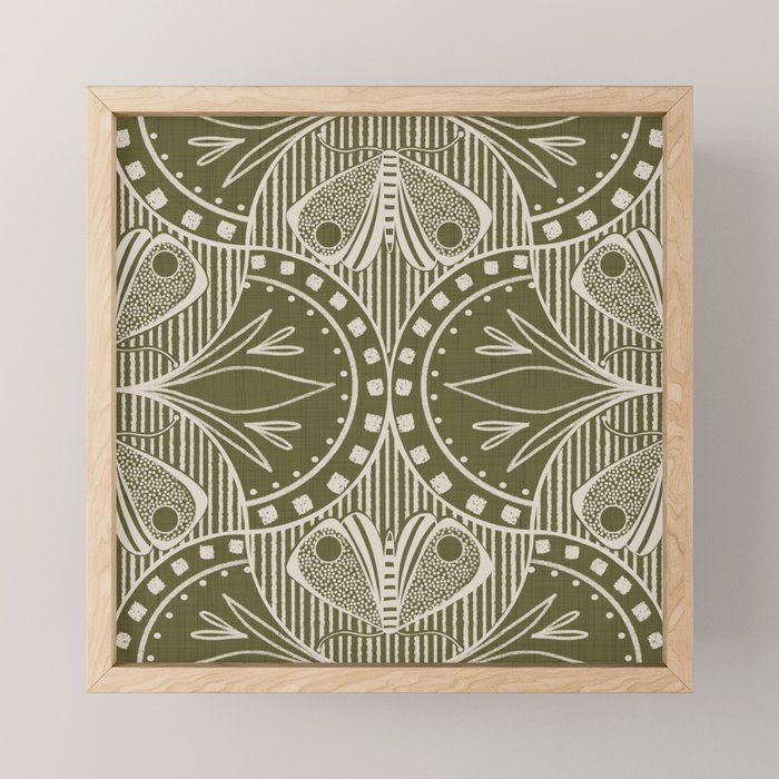 Art Nouveau Butterfly Floral - Olive Drab Mini Art Print Gallery Image 1