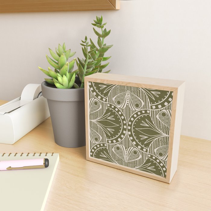 Art Nouveau Butterfly Floral - Olive Drab Mini Art Print Gallery Image 2