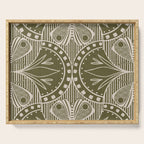 Art Nouveau Butterfly Floral - Olive Drab Serving Tray Gallery Image 1