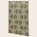 Art Nouveau Butterfly Floral - Olive Drab Wallpaper Gallery Image 2