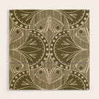 Art Nouveau Butterfly Floral - Olive Drab Wood Wall Art Gallery Image 1