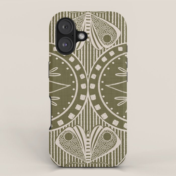 Art Nouveau Butterfly Floral - Olive Drab iPhone Case Gallery Image 1