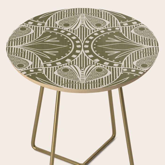 Art Nouveau Butterfly Floral - Olive Drab Side Table Gallery Image 2