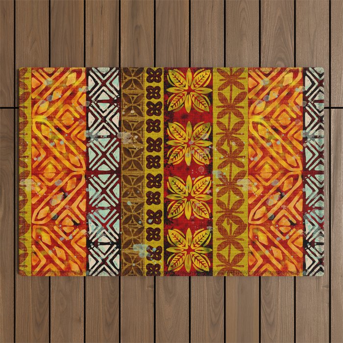 Vintage Hawaii Barkcloth Beachy design 204a Outdoor Rug Gallery Image 1
