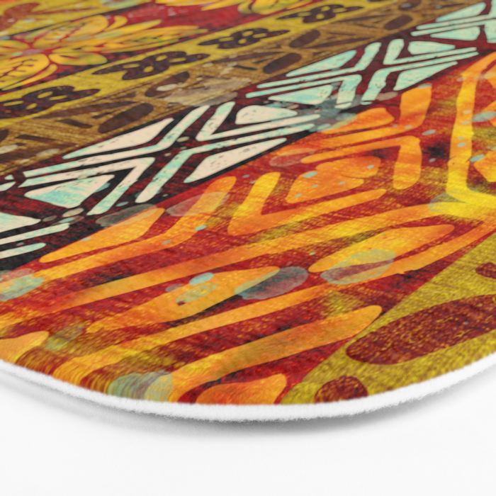 Vintage Hawaii Barkcloth Beachy design 204a Bath Mat Gallery Image 3