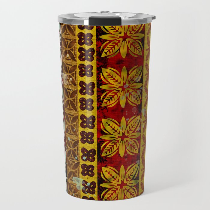 Vintage Hawaii Barkcloth Beachy design 204a Travel Mug Gallery Image 1