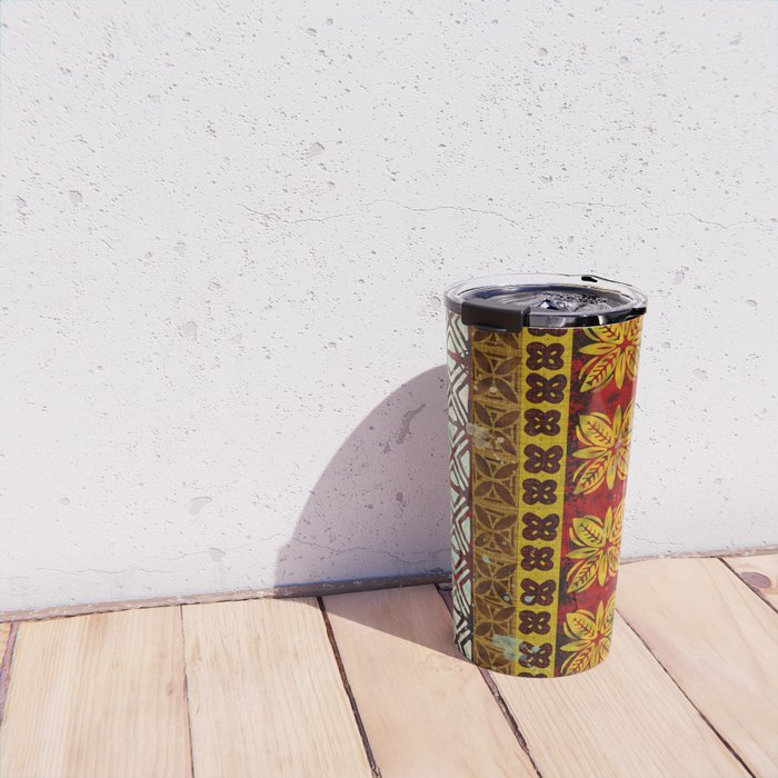 Vintage Hawaii Barkcloth Beachy design 204a Travel Mug Gallery Image 4