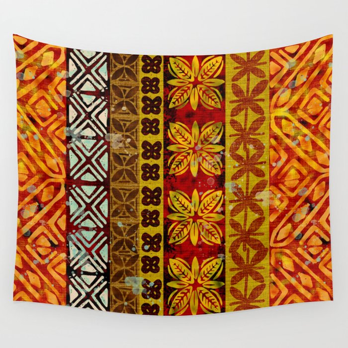 Vintage Hawaii Barkcloth Beachy design 204a Wall Tapestry Gallery Image 1