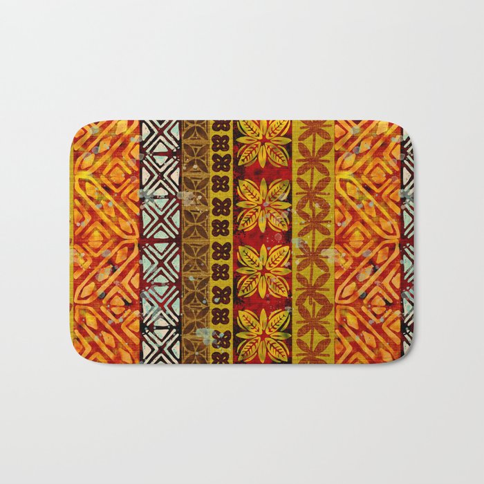 Vintage Hawaii Barkcloth Beachy design 204a Bath Mat Gallery Image 1