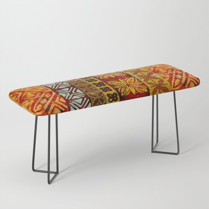 Vintage Hawaii Barkcloth Beachy design 204a Bench Gallery Image 1