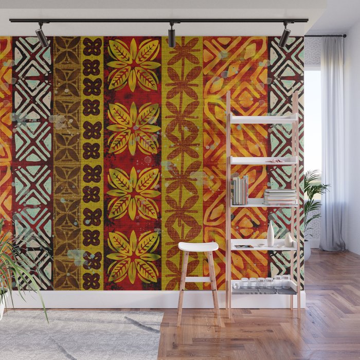 Vintage Hawaii Barkcloth Beachy design 204a Wall Mural Gallery Image 1