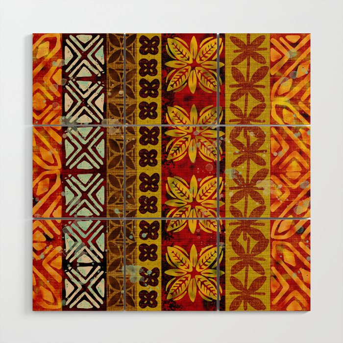 Vintage Hawaii Barkcloth Beachy design 204a Wood Wall Art Gallery Image 1