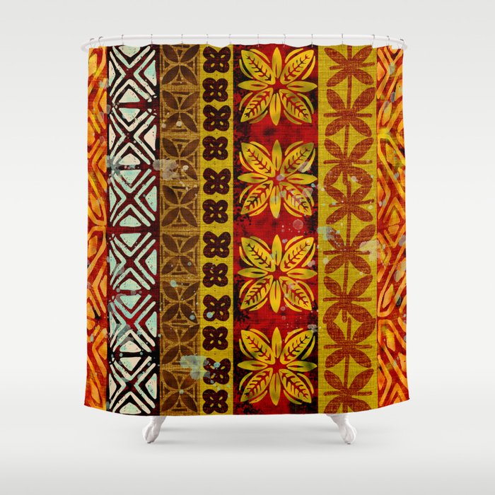 Vintage Hawaii Barkcloth Beachy design 204a Shower Curtain Gallery Image 1