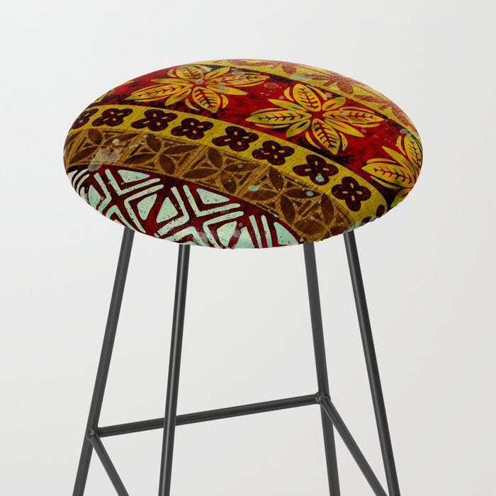 Vintage Hawaii Barkcloth Beachy design 204a Stool Gallery Image 2
