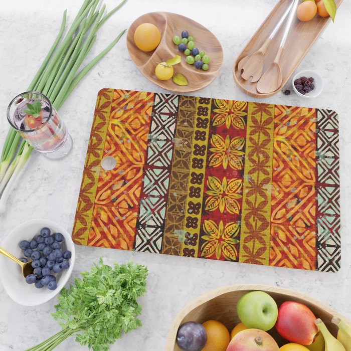 Vintage Hawaii Barkcloth Beachy design 204a Cutting Board Gallery Image 2